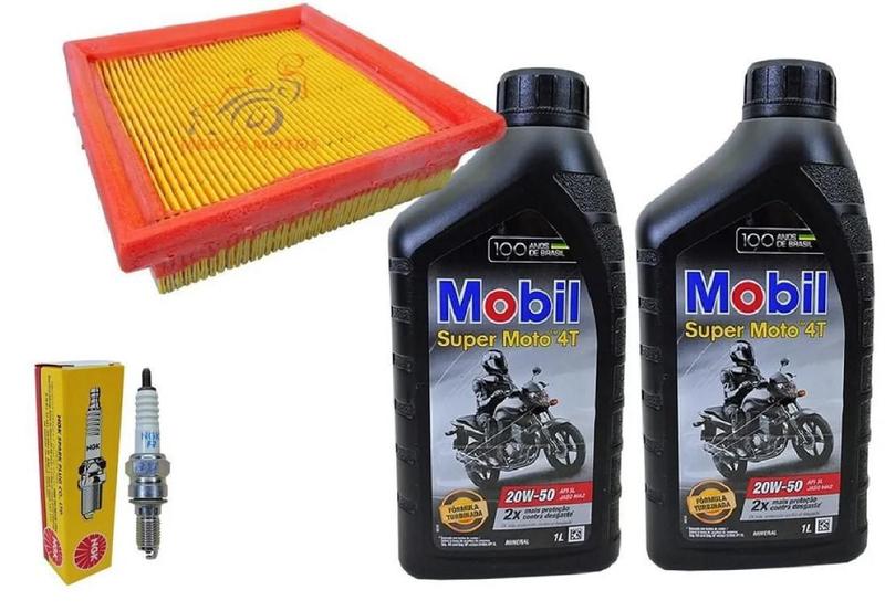 Imagem de Óleo 2L Mobil 20W50 Vela Ngk Filtro Ar Honda Tornado Xr 250