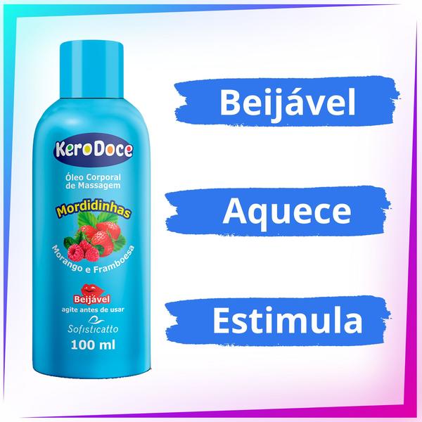 Imagem de Óleo Corporal de Massagem Íntima Mordidinhas Kero Doce + Gel Lubrificante K-Luby Morango