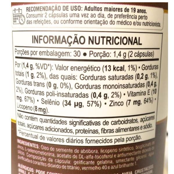 Imagem de Óleo de Abóbora com Licopeno, Zinco e Vitamina E 120 Cápsulas