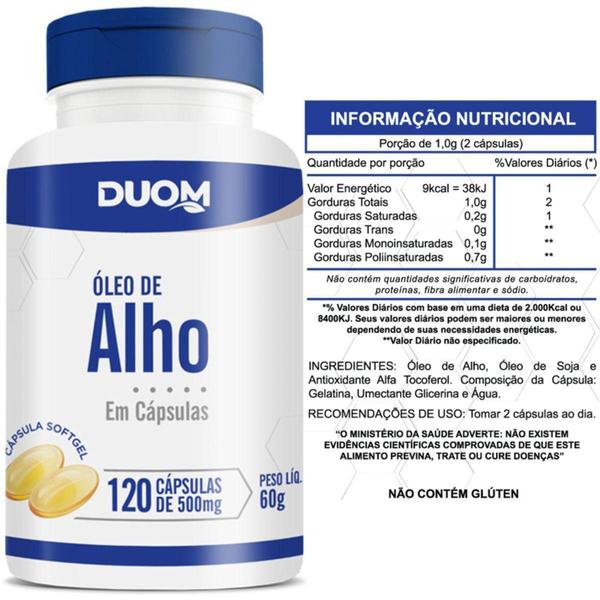 Óleo de alho 500mg 120 cápsulas softgel duom Imagem de Óleo de alho 500mg 120 cápsulas softgel duom