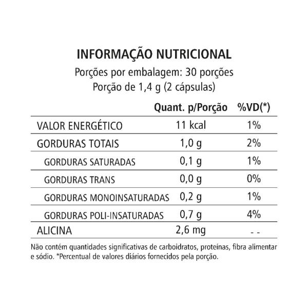 Imagem de Óleo de Alho Suplemento Alimentar Natural 100% Puro Vegetal Natunectar Total 60 Capsulas Gelatinosa 250mg