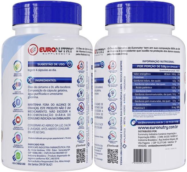 Oleo de cartamo + vitamina e - 120 capsulas - EURONUTRY Imagem de Oleo de cartamo + vitamina e - 120 capsulas - EURONUTRY