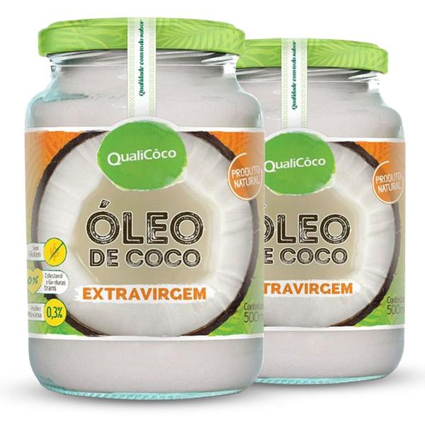 Imagem de Óleo de Coco Extra Virgem 500ml Qualicôco Kit 02 Und