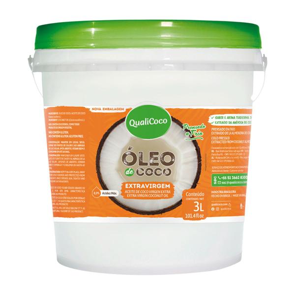Óleo de Coco Extra Virgem Qualicoco 3 Litros Kit 02 Und - Qualicôco Imagem de Óleo de Coco Extra Virgem Qualicoco 3 Litros Kit 02 Und
