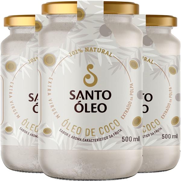 Imagem de Óleo de Coco Extravirgem Polpa 3 X 500ml Santo Óleo