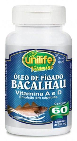 Óleo De Fígado De Bacalhau 60 Cápsulas 350mg Unilife Imagem de Óleo De Fígado De Bacalhau 60 Cápsulas 350mg Unilife