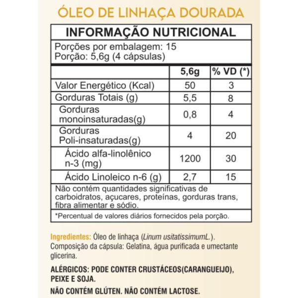 Imagem de Óleo De Linhaça Dourada 2 X 60 Cápsulas 1000mg - Linho Lev