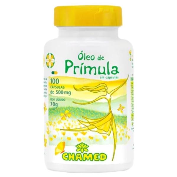 Óleo de Prímula 100 cápsulas de 500mg CHAMED - Chamel Imagem de Óleo de Prímula 100 cápsulas de 500mg CHAMED