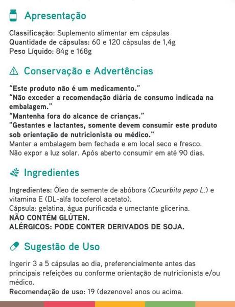 Óleo de Semente de Abóbora 1000mg 60 Cáps Apisnutri - SV Imagem de Óleo de Semente de Abóbora 1000mg 60 Cáps Apisnutri - SV