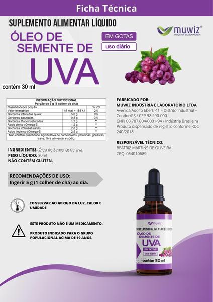 Imagem de Óleo De Semente De Uva Em Gotas 30Ml - Muwiz