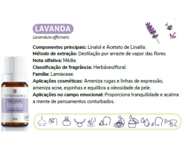 Imagem de Óleo Essencial de Lavanda  Lavandula 10ml Phytoterápica Orgânico Proporciona Tranquilidade  Acalma a Mente Equilibra Oleosidade da Pele 