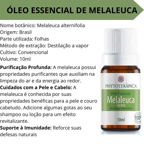 Imagem de Óleo Essencial de Melaleuca Puro 10ml - Phytoterápica - Ajuda Dermatite Irritação Pele Micose