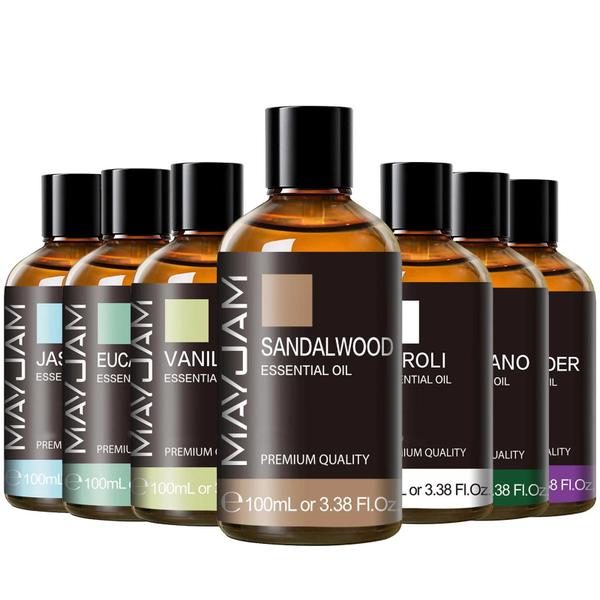 Óleo Essencial de Sândalo, Lavanda, Eucalipto e Baunilha (100ml) com Conta-Gotas Imagem de Óleo Essencial de Sândalo, Lavanda, Eucalipto e Baunilha (100ml) com Conta-Gotas