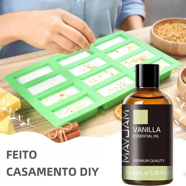 Óleo Essencial de Sândalo, Lavanda, Eucalipto e Baunilha (100ml) com Conta-Gotas Imagem de Óleo Essencial de Sândalo, Lavanda, Eucalipto e Baunilha (100ml) com Conta-Gotas