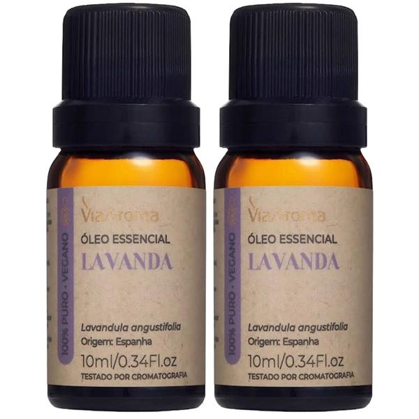 Imagem de Óleo Essencial Lavanda Via Aroma 10 Ml Puro Aromaterapia - Kit 2 Unidades