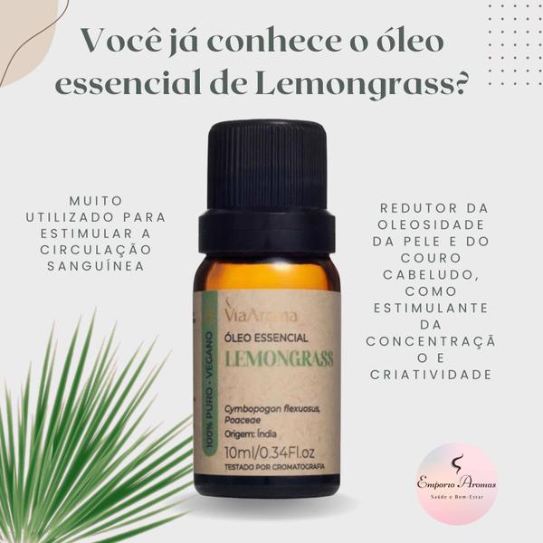 Imagem de Óleo Essencial Lemongrass (capim Limão) Via Aroma 10ml - 2 Unidades