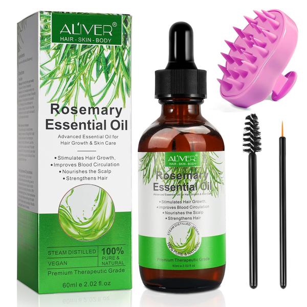 Imagem de Óleo essencial NIFEISHI Organic Rosemary 60mL com massagem no couro cabeludo