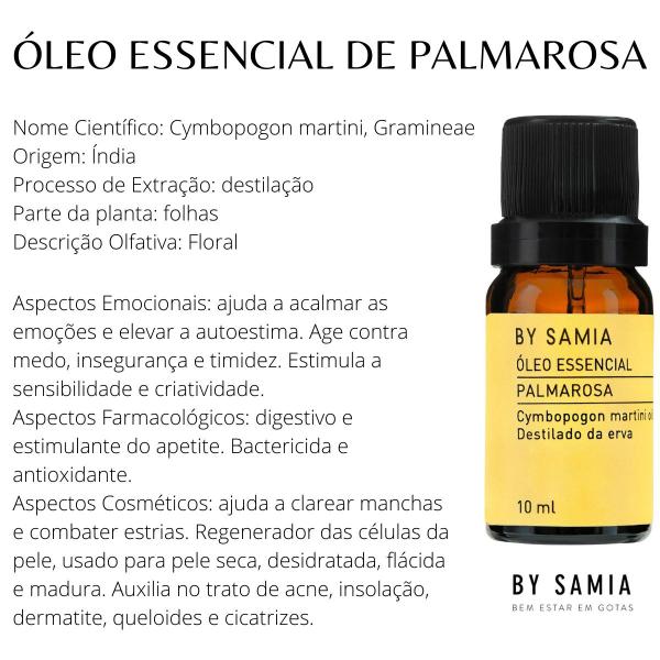 Imagem de Óleo Essencial Palmarosa By Samia 100% Puro Regenerador da Pele - 10 Ml