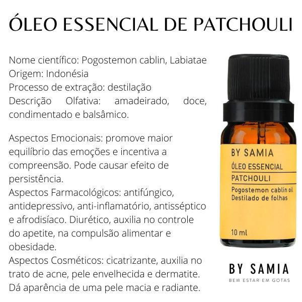 Imagem de Óleo Essencial Patchouli By Samia Puro e Natural Para Aromaterapia 10 Ml