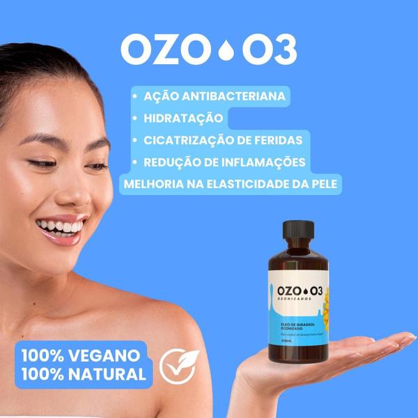 Imagem de Óleo Girassol Ozonizado Concentrado 500ml Ozônio Kit 2 Vidro