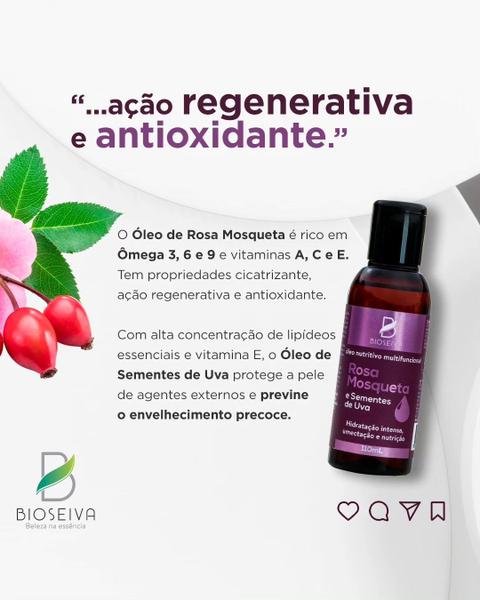 Imagem de Óleo multifuncional de Rosa e Mosqueta e Semente de Uva 110ml BioSeiva - Cabelo e corpo