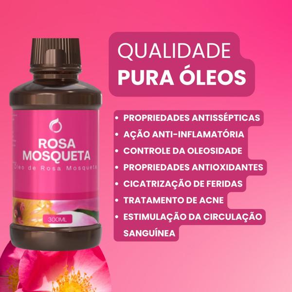 Óleo Rosa Mosqueta Puro Natural 300ml Clareador De Virilha - Pura Óleos Imagem de Óleo Rosa Mosqueta Puro Natural 300ml Clareador De Virilha