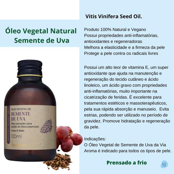 Óleo Vegetal de Abacate e Semente de Uva Via Aroma 120ml Imagem de Óleo Vegetal de Abacate e Semente de Uva Via Aroma 120ml