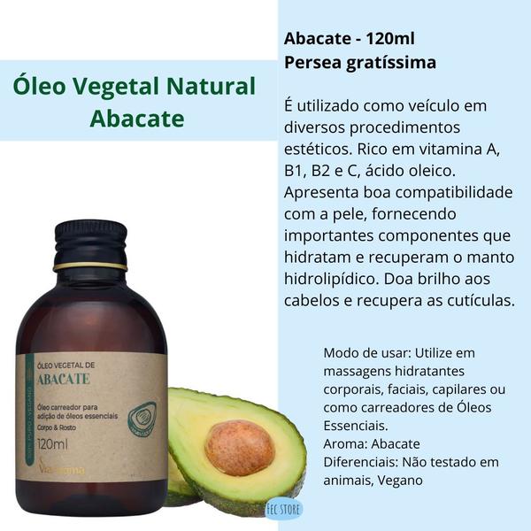 Óleo Vegetal de Abacate e Semente de Uva Via Aroma 120ml Imagem de Óleo Vegetal de Abacate e Semente de Uva Via Aroma 120ml