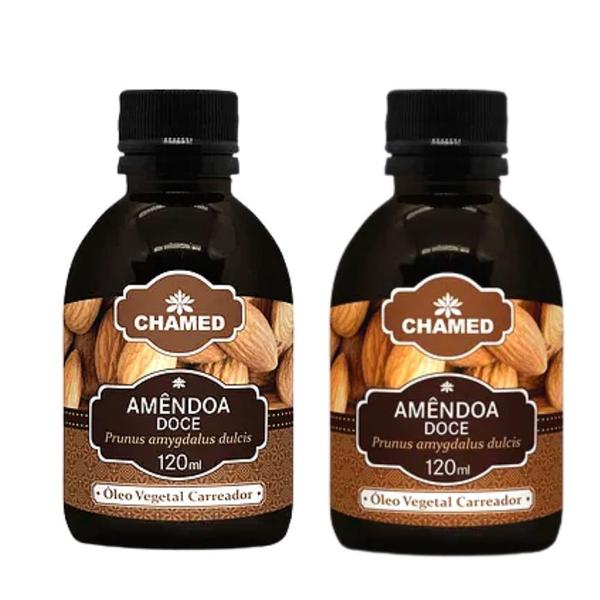 Imagem de Óleo Vegetal De Amêndoa Doce 120ml - Chamed -  2 Frascos - Óleo Carreador