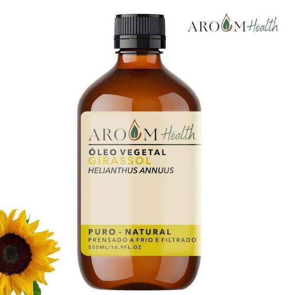 Imagem de Óleo Vegetal de Girassol 100% puro natural -500 ml Aroom Health