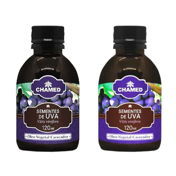Óleo Vegetal de Sementes de Uva 120ml Chamed 2 Frascos - Chamel Imagem de Óleo Vegetal de Sementes de Uva 120ml Chamed 2 Frascos