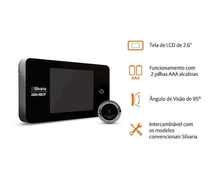 Imagem de Olho Mágico Digital Silvana Essential Tela Lcd 2,6" Preto