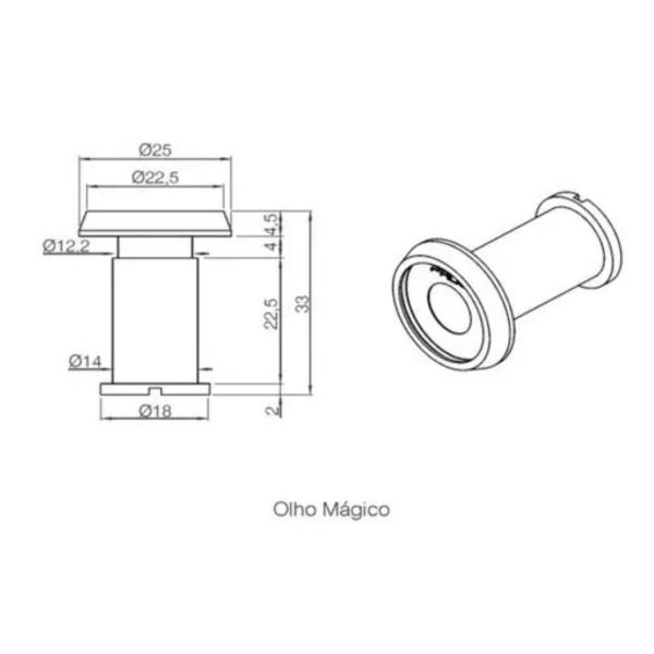 Imagem de Olho magico visor para porta pado metal angulo 200 graus cromado 