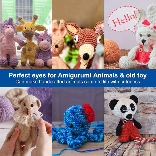 Imagem de Olhos de segurança para Amigurumi Crochet RuwFPZ 80 unidades pretas 18-30 mm