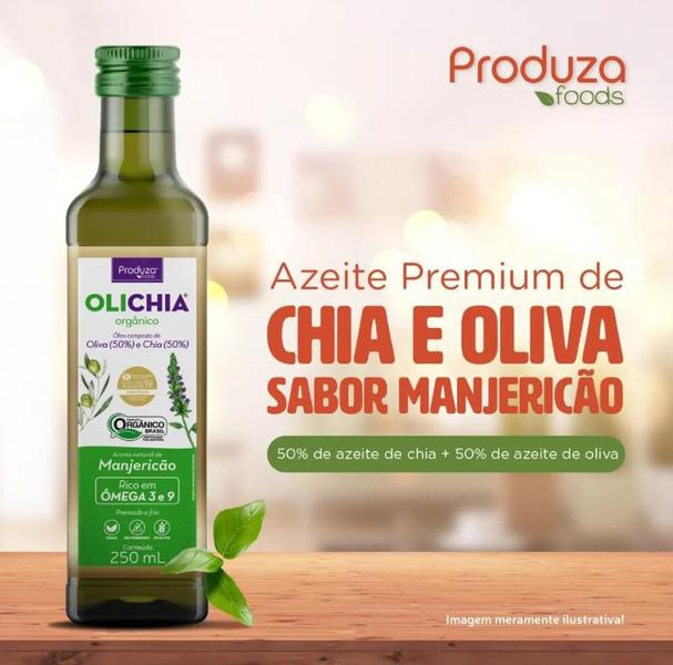 Imagem de Olichia Azeite Premium Orgânico de Oliva e Chia Extra Virgem Aroma de Manjericão Produza Foods 250ml