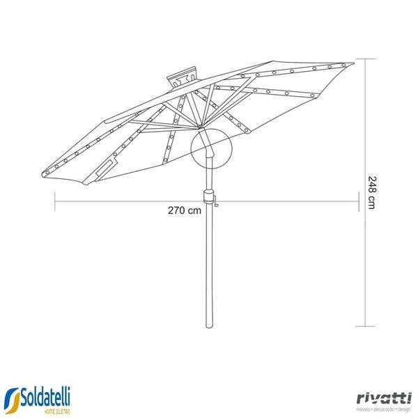 Imagem de Ombrelone Aruba Azul e Fendi com iluminação LED - Sem Base - Rivatti