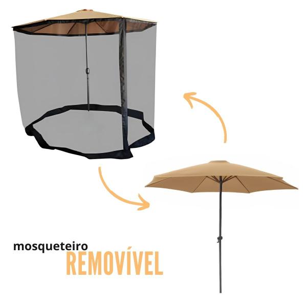 Ombrelone Base Central Redondo 3.3m com Tela Mosqueteiro Praia Jardim Bege Importway Iwobctm-330 Imagem de Ombrelone Base Central Redondo 3.3m com Tela Mosqueteiro Praia Jardim Bege Importway Iwobctm-330