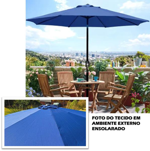 Imagem de Ombrelone com Base para Piscina 3 metros guarda sol Articulado Com Manivela Maresias Azul - AMZ