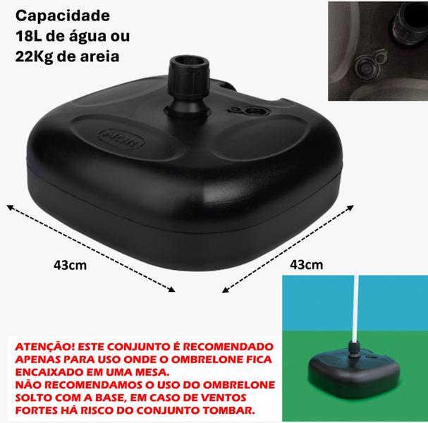 Imagem de Ombrelone com Base para Piscina 3 metros guarda sol Articulado com Manivela Maresias Azul - AMZ