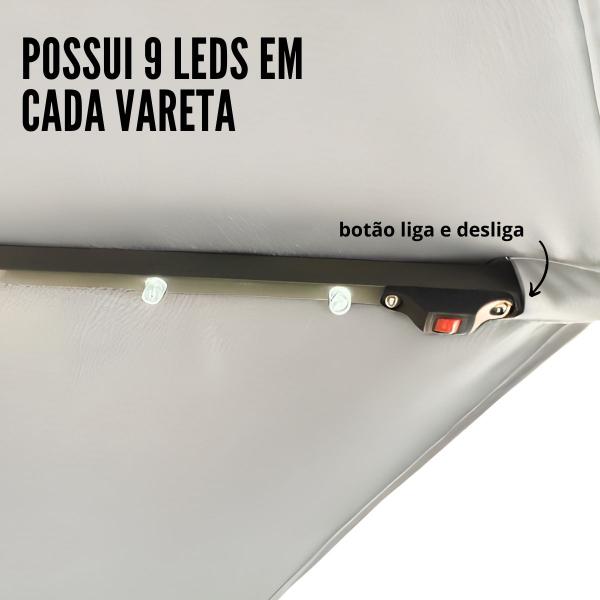 Imagem de Ombrelone Guarda Sol Lateral Com Led Para Praia Jardim 3,00m