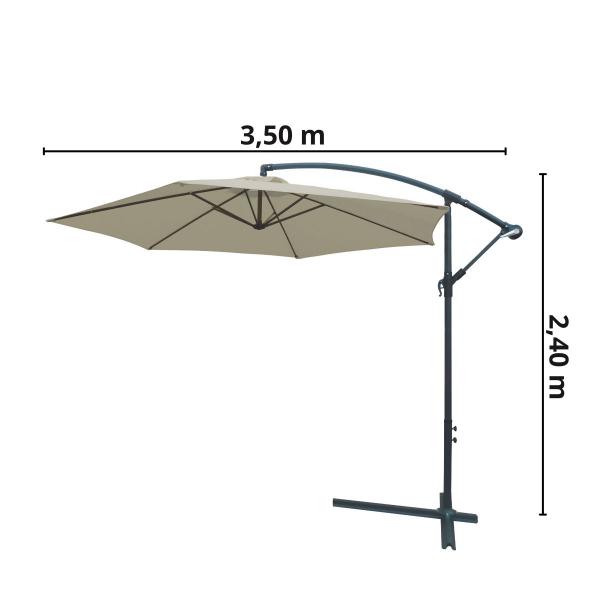 Imagem de Ombrelone Lateral Articulado Alumínio 3,5m Branco Off White Grande Praia Piscina com Base Importway