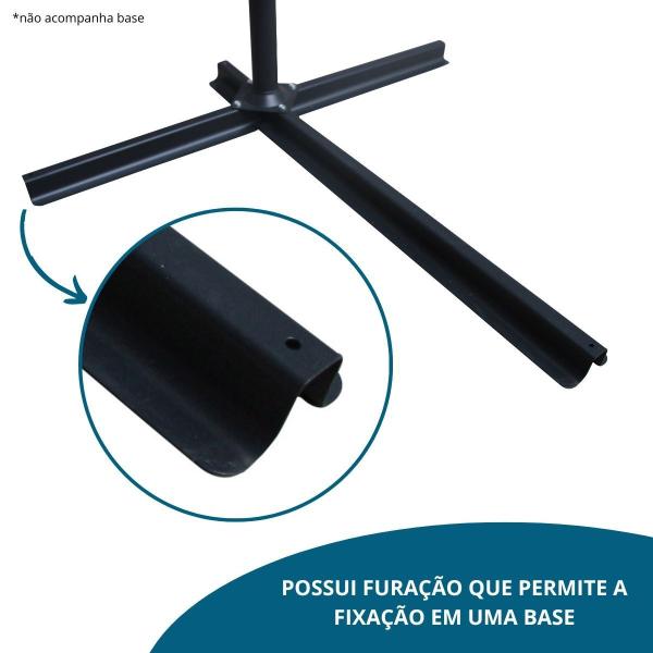 Imagem de Ombrelone Lateral Articulado Alumínio 3,5m Preto Grande Piscina com Base Importway Iwobl-350 Pt