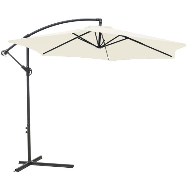 Ombrelone Lateral Suspenso 3M Jardim de Alumínio com Base Manivela Capa Branco Importway IWOBLC-3BR Imagem de Ombrelone Lateral Suspenso 3M Jardim de Alumínio com Base Manivela Capa Branco Importway IWOBLC-3BR