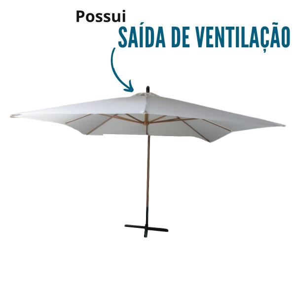 Imagem de Ombrelone Lateral Suspenso Estrutura Madeira 3m Gigante Manivela Jardim Importway Iwoblm-300