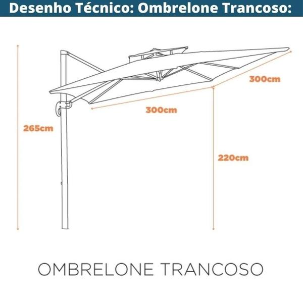 Imagem de Ombrelone Lateral Trancoso Fratini300 cm Aluminio Fendi Capa Poliéster Base Lateral HDPE