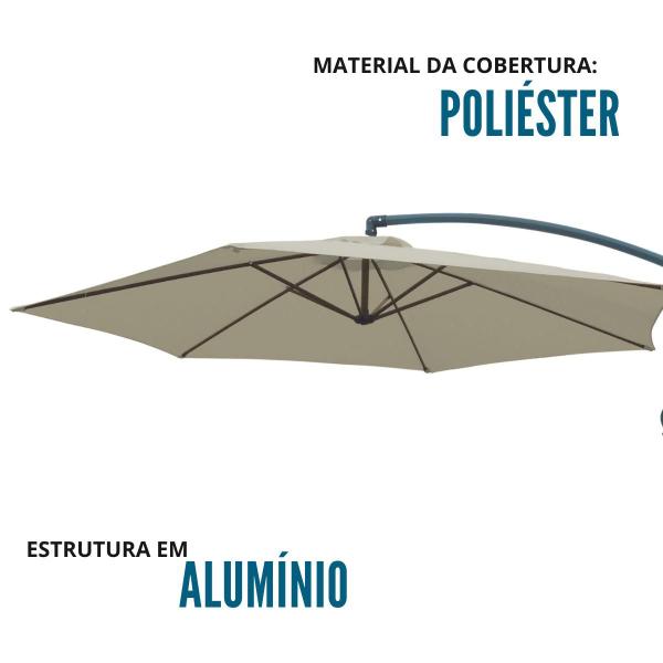 Imagem de Ombrelone Suspenso 3,0m Alumínio Com Capa Importway