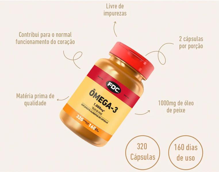 Imagem de Omega 3 1000 Mg Òleo De Peixe Importado FDC 320 Capsulas