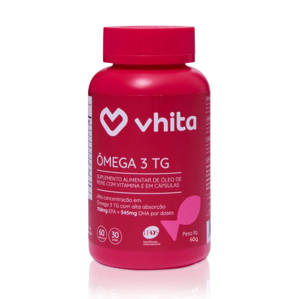 Imagem de Ômega 3 1000mg TG - Importado e Rico EPA DHA Com Selo IFOS e Vitamina E de 60 cápsulas Vhita