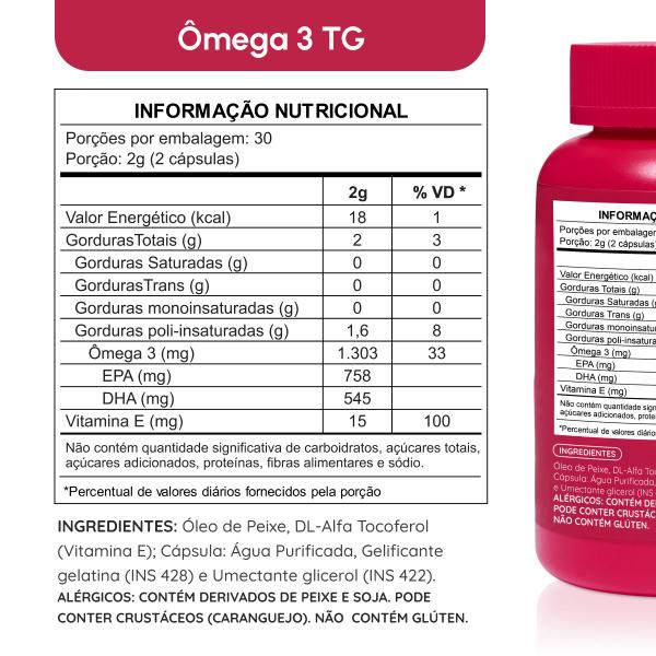 Ômega 3 1000mg TG - Importado e Rico EPA DHA Com Selo IFOS e Vitamina E de 60 cápsulas Vhita Imagem de Ômega 3 1000mg TG - Importado e Rico EPA DHA Com Selo IFOS e Vitamina E de 60 cápsulas Vhita