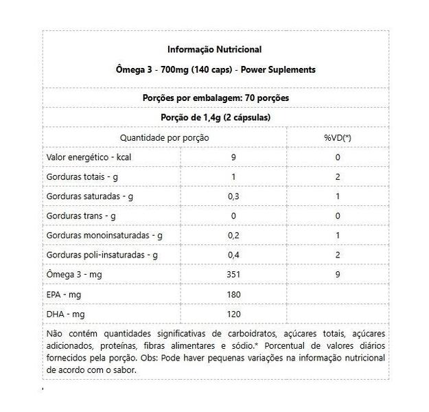 Imagem de Ômega 3 - 700mg (140 caps) - Padrão: Único